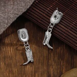 silver Cowboy boot earrings